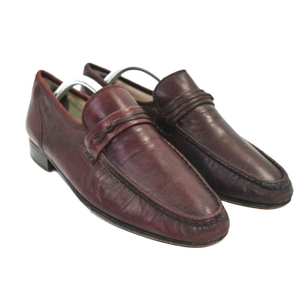 Daniele Ferradini Mens Loafers 9.5 M‎ Burgundy Wine Soft Leather Italy Moc Toe